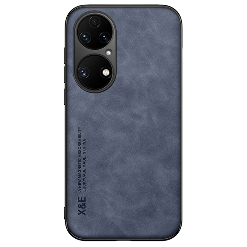 For Huawei P50 Pro 4G Skin-touch Feeling Phone Cover Ultra Slim PU Leather Coated TPU Anti-scratch Phone Case with Magnet
