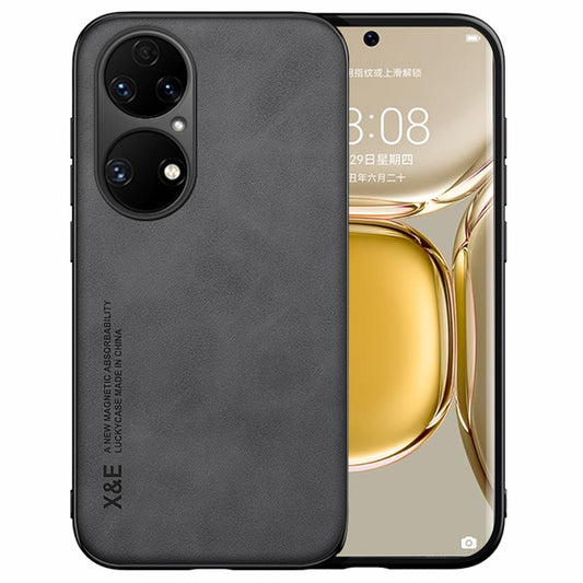 For Huawei P50 Pro 4G Skin-touch Feeling Phone Cover Ultra Slim PU Leather Coated TPU Anti-scratch Phone Case with Magnet
