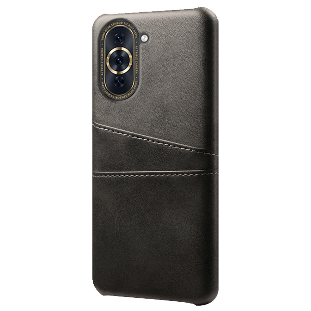 For Huawei nova 10 4G Anti-shock Dual Card Slots Holder Protective Case PU Leather Coated Hard PC Phone Shell
