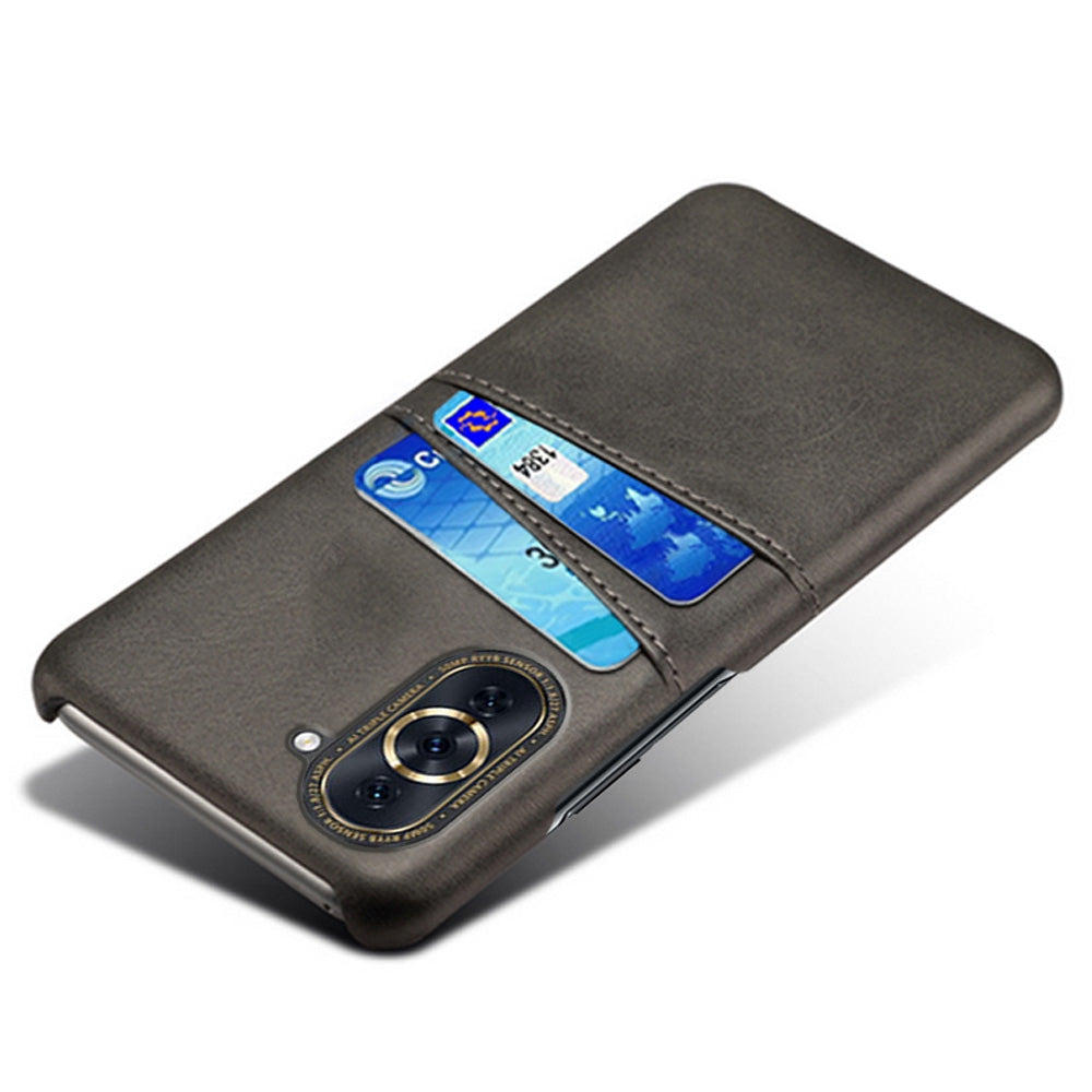 For Huawei nova 10 4G Anti-shock Dual Card Slots Holder Protective Case PU Leather Coated Hard PC Phone Shell