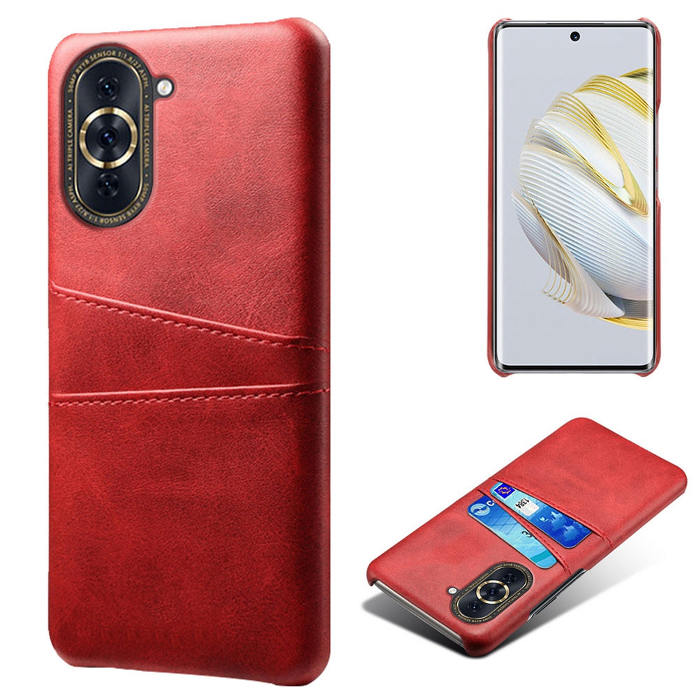 For Huawei nova 10 4G Anti-shock Dual Card Slots Holder Protective Case PU Leather Coated Hard PC Phone Shell