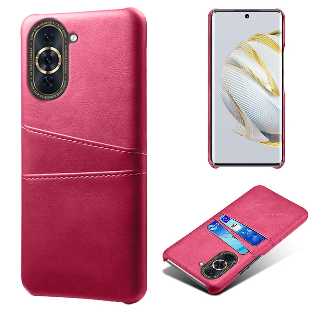 For Huawei nova 10 4G Anti-shock Dual Card Slots Holder Protective Case PU Leather Coated Hard PC Phone Shell