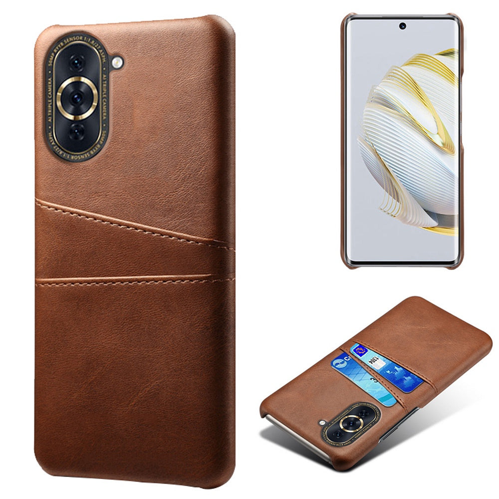 For Huawei nova 10 4G Anti-shock Dual Card Slots Holder Protective Case PU Leather Coated Hard PC Phone Shell