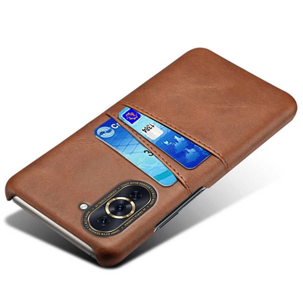 For Huawei nova 10 4G Anti-shock Dual Card Slots Holder Protective Case PU Leather Coated Hard PC Phone Shell