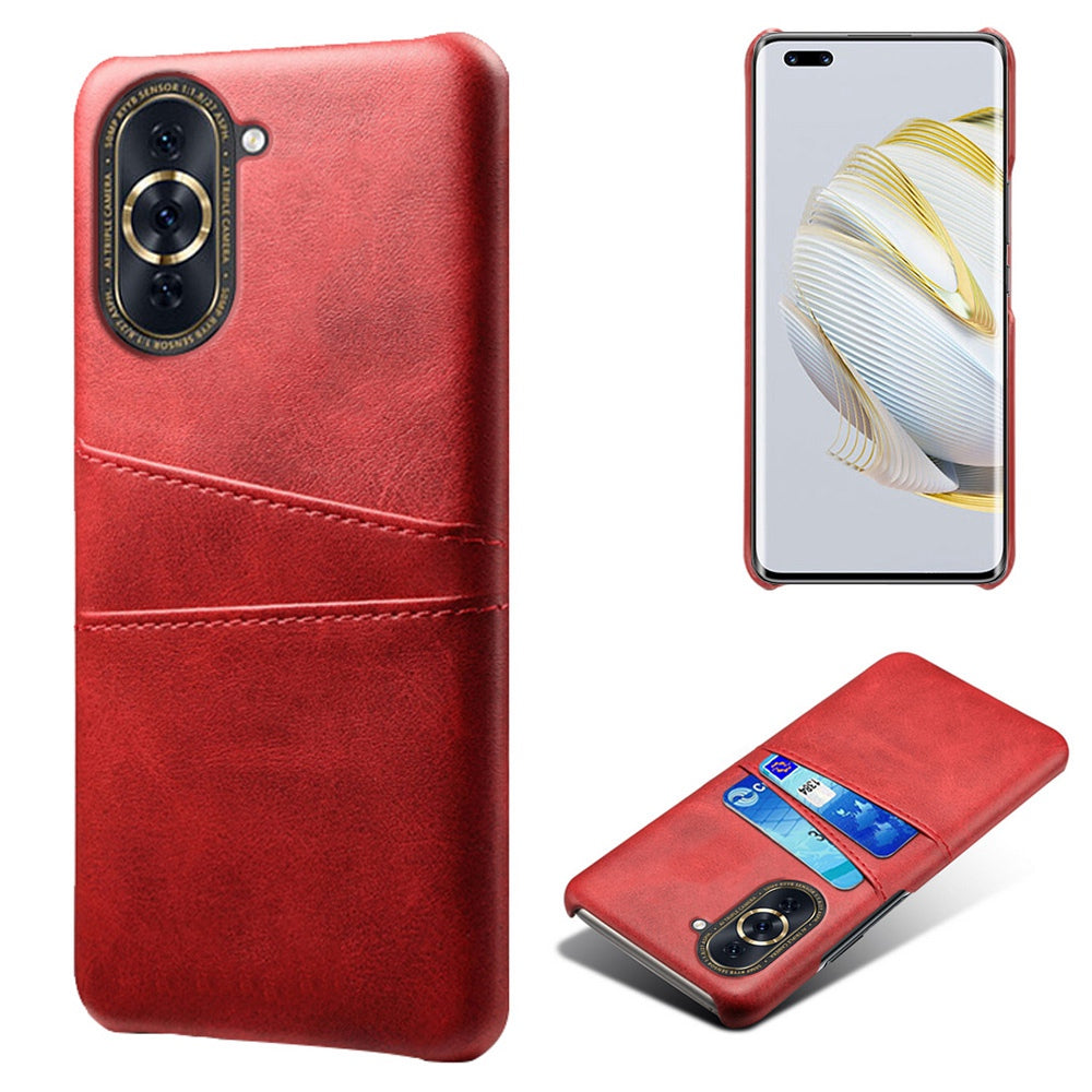 For Huawei nova 10 Pro 4G Dual Card Slots Holder Well-protected Case PU Leather Coated Hard PC Anti-shock Phone Shell