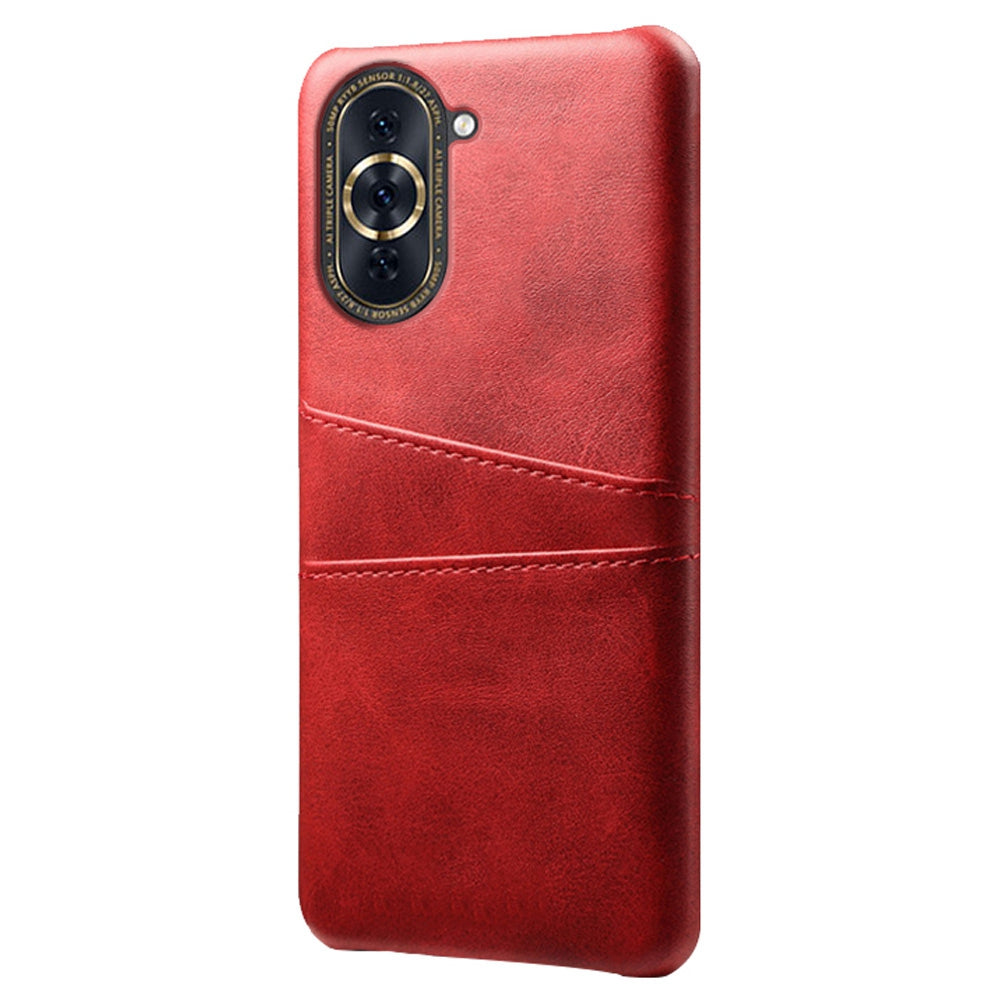 For Huawei nova 10 Pro 4G Dual Card Slots Holder Well-protected Case PU Leather Coated Hard PC Anti-shock Phone Shell