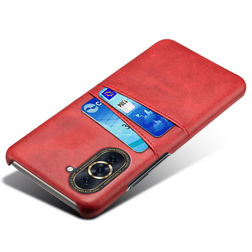 For Huawei nova 10 Pro 4G Dual Card Slots Holder Well-protected Case PU Leather Coated Hard PC Anti-shock Phone Shell