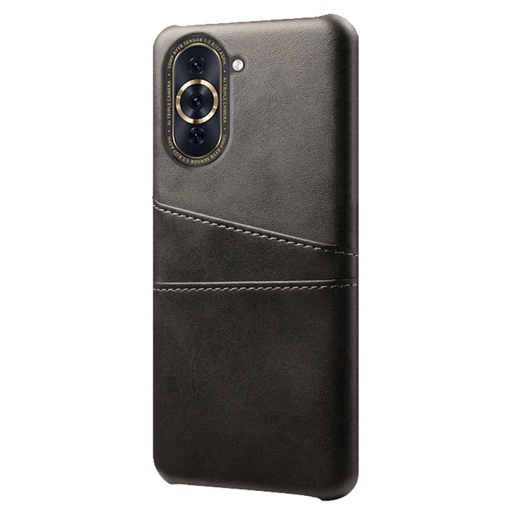 For Huawei nova 10 Pro 4G Dual Card Slots Holder Well-protected Case PU Leather Coated Hard PC Anti-shock Phone Shell
