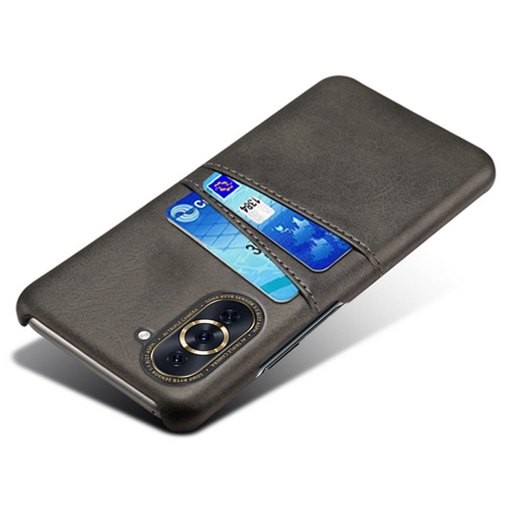 For Huawei nova 10 Pro 4G Dual Card Slots Holder Well-protected Case PU Leather Coated Hard PC Anti-shock Phone Shell