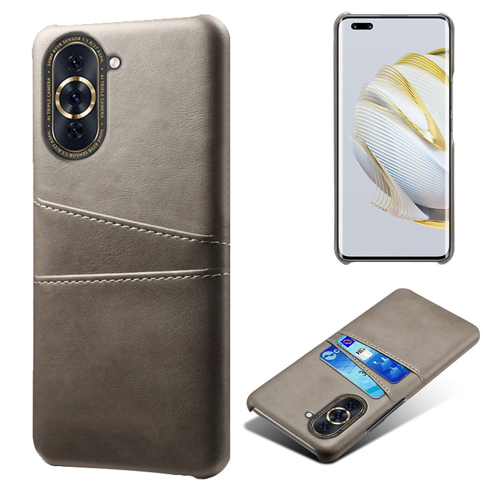 For Huawei nova 10 Pro 4G Dual Card Slots Holder Well-protected Case PU Leather Coated Hard PC Anti-shock Phone Shell