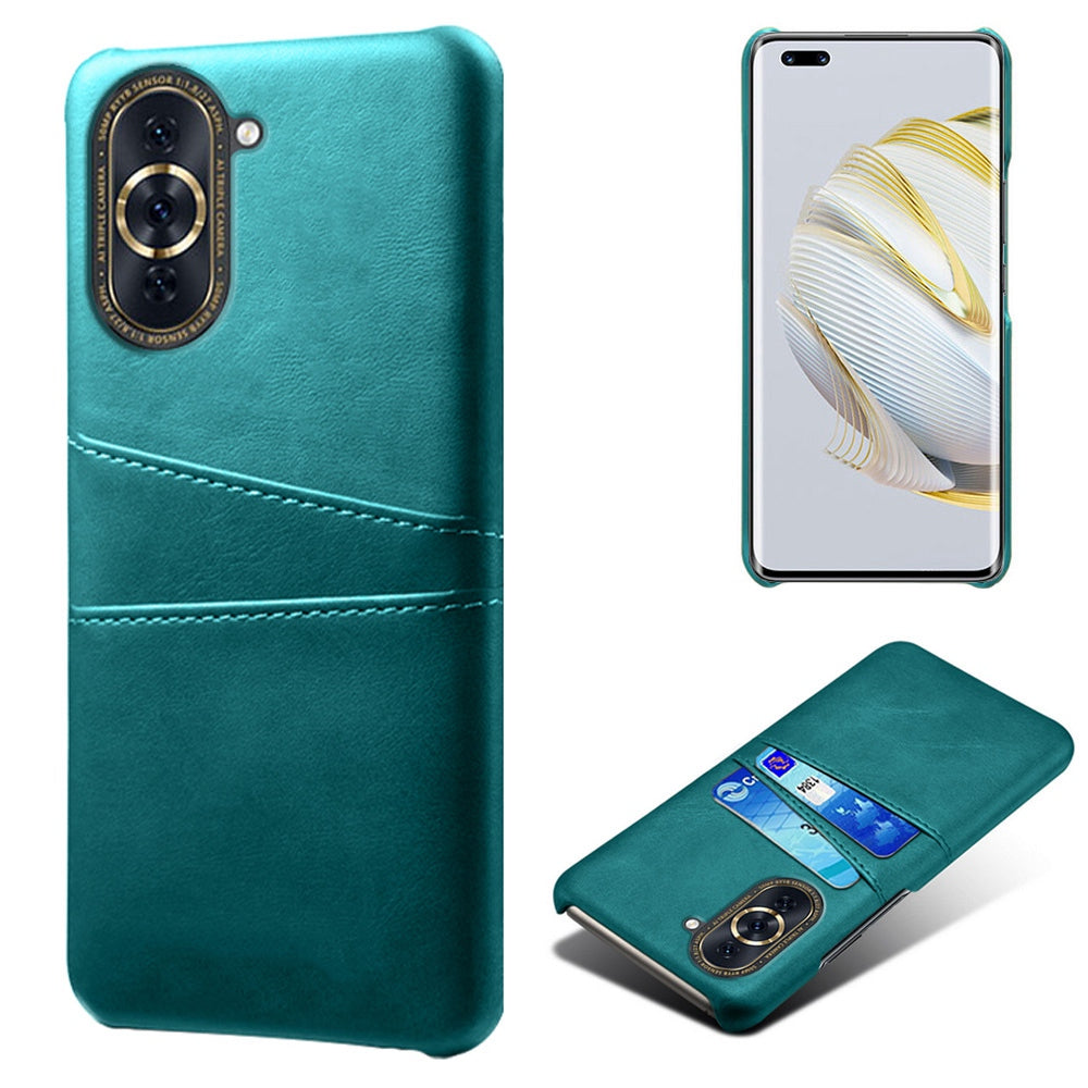 For Huawei nova 10 Pro 4G Dual Card Slots Holder Well-protected Case PU Leather Coated Hard PC Anti-shock Phone Shell