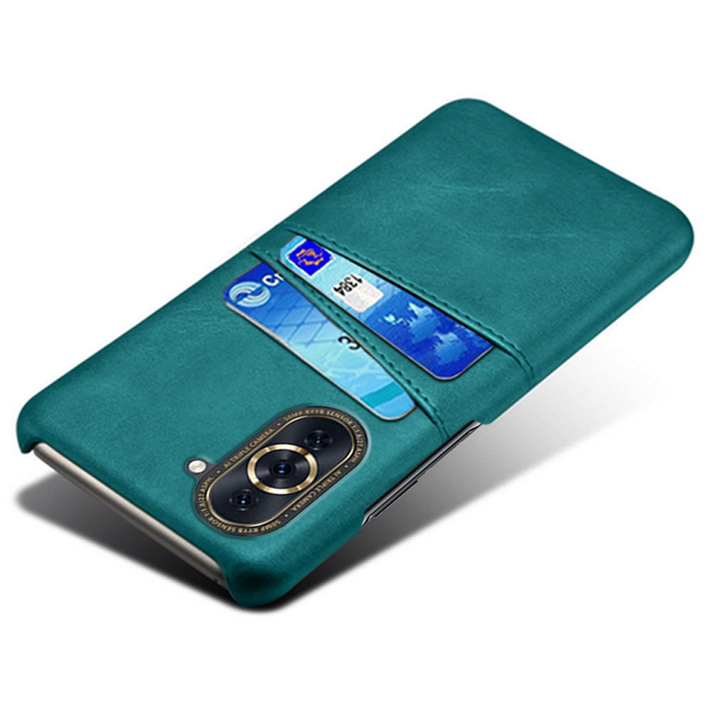 For Huawei nova 10 Pro 4G Dual Card Slots Holder Well-protected Case PU Leather Coated Hard PC Anti-shock Phone Shell