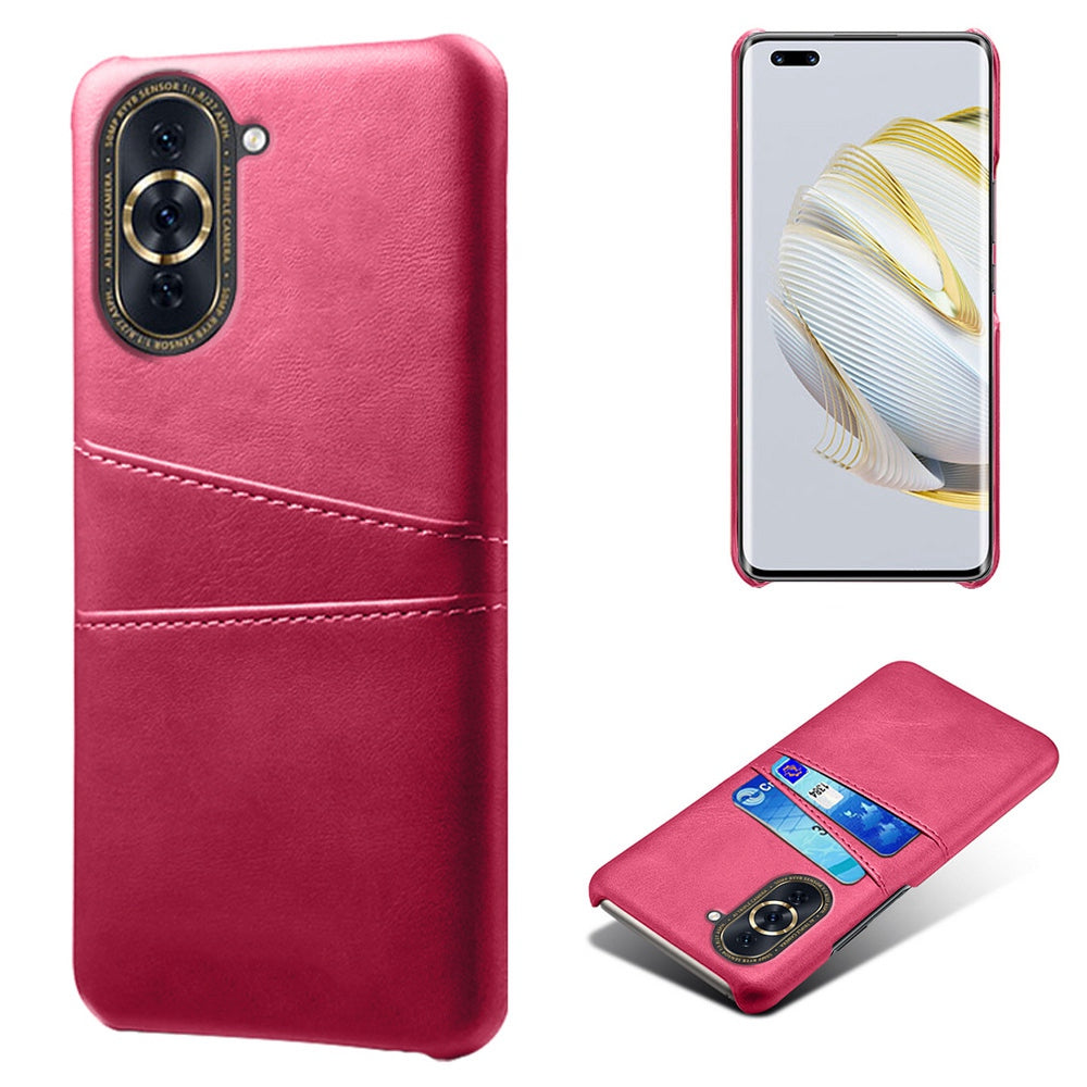For Huawei nova 10 Pro 4G Dual Card Slots Holder Well-protected Case PU Leather Coated Hard PC Anti-shock Phone Shell