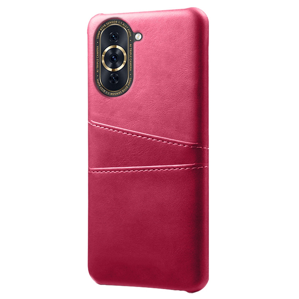 For Huawei nova 10 Pro 4G Dual Card Slots Holder Well-protected Case PU Leather Coated Hard PC Anti-shock Phone Shell