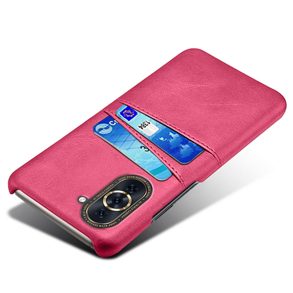For Huawei nova 10 Pro 4G Dual Card Slots Holder Well-protected Case PU Leather Coated Hard PC Anti-shock Phone Shell