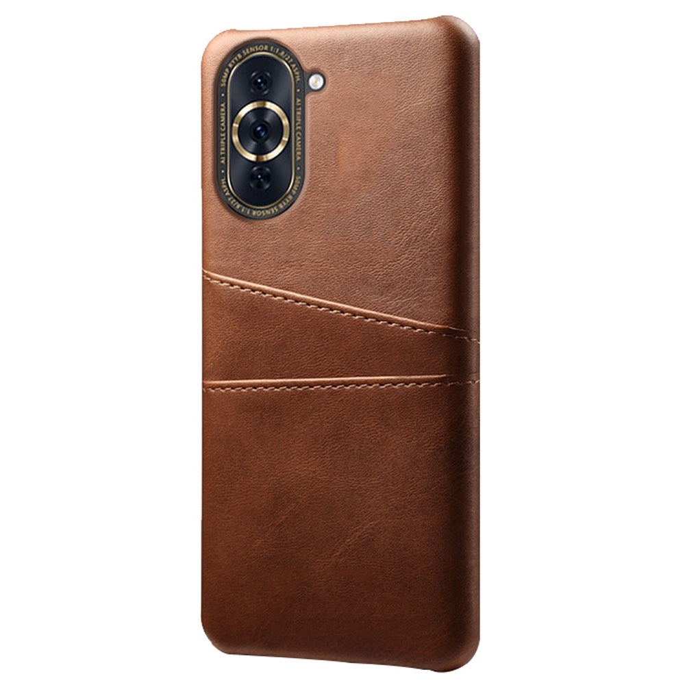 For Huawei nova 10 Pro 4G Dual Card Slots Holder Well-protected Case PU Leather Coated Hard PC Anti-shock Phone Shell