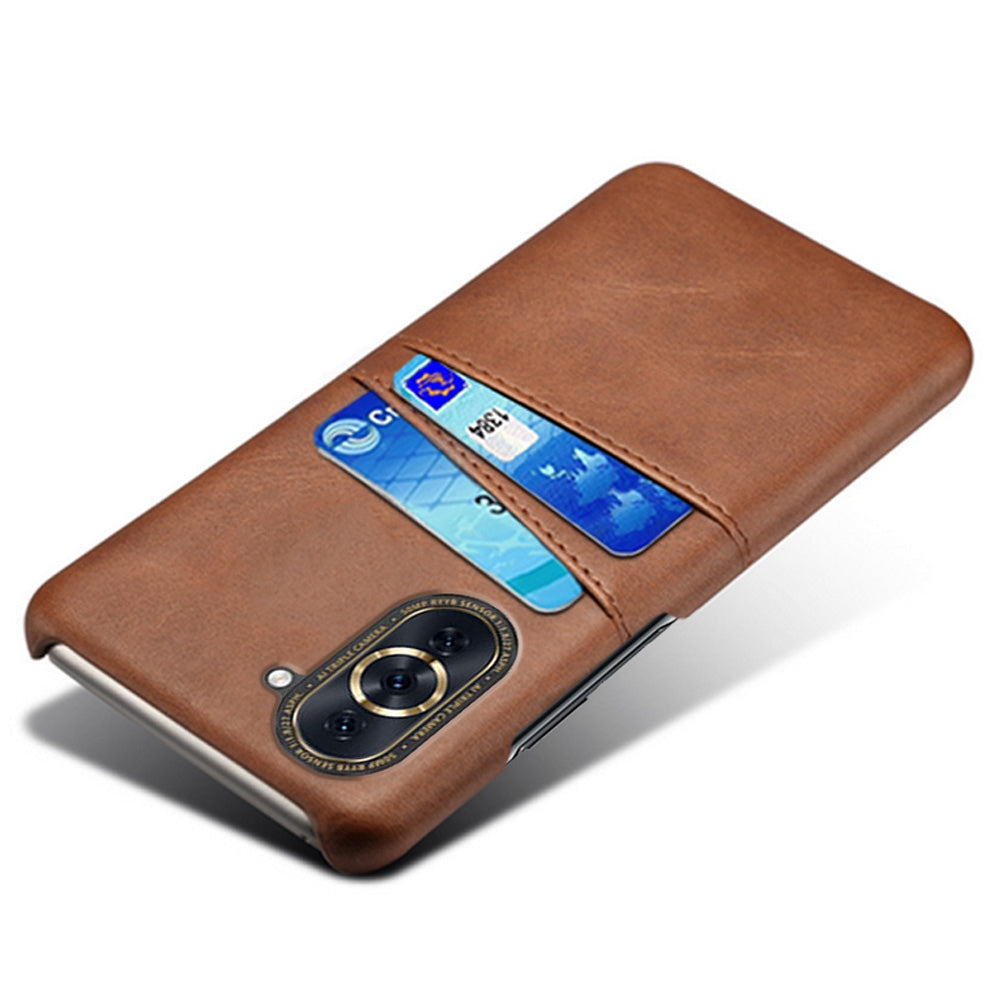 For Huawei nova 10 Pro 4G Dual Card Slots Holder Well-protected Case PU Leather Coated Hard PC Anti-shock Phone Shell