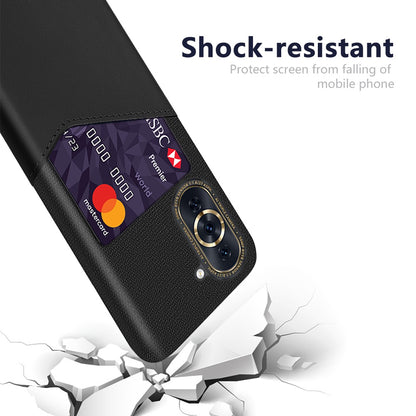 For Huawei nova 10 4G Card Holder Function Anti-wear Phone Case Cloth Texture PU Leather Coated PC Drop-proof Shell