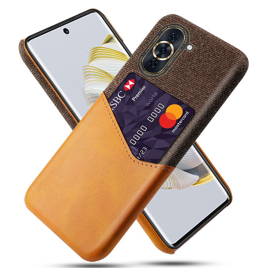 For Huawei nova 10 4G Card Holder Function Anti-wear Phone Case Cloth Texture PU Leather Coated PC Drop-proof Shell