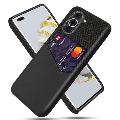 For Huawei nova 10 Pro 4G Shockproof Mobile Phone Case Card Holder Function Cloth Texture PU Leather Coated PC Shell