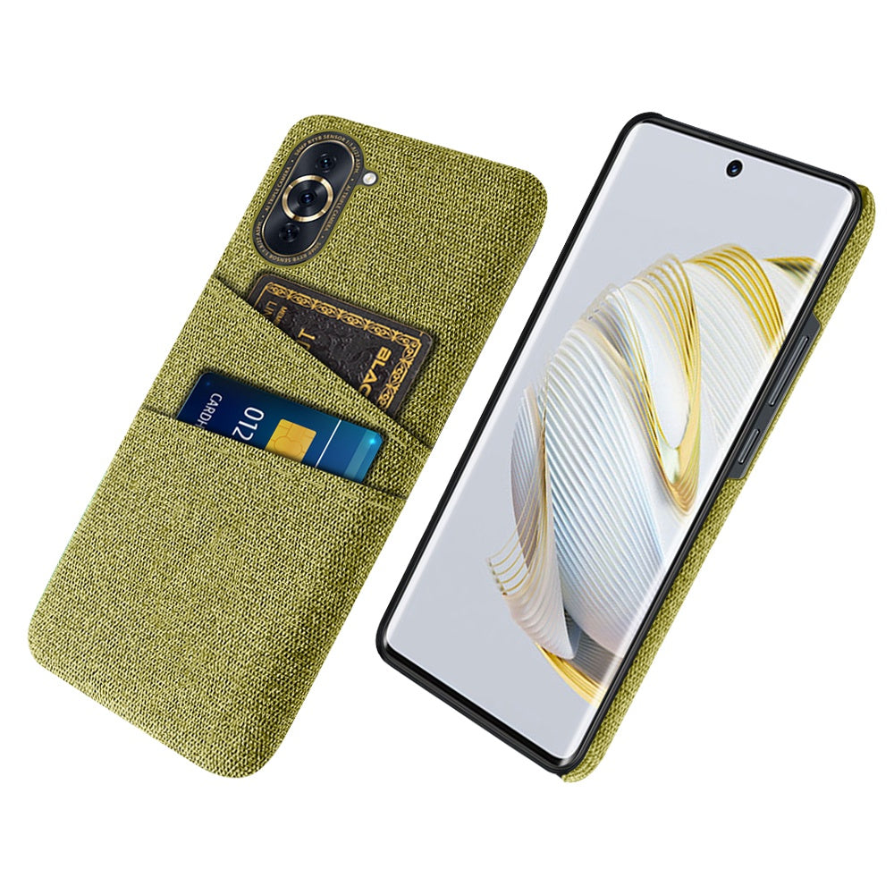 For Huawei nova 10 Pro 4G Cellphone Protector Soft Touch Cloth Texture PC Back Cover with Dual Card Holder