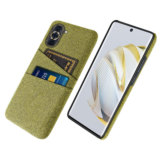 For Huawei nova 10 Pro 4G Cellphone Protector Soft Touch Cloth Texture PC Back Cover with Dual Card Holder