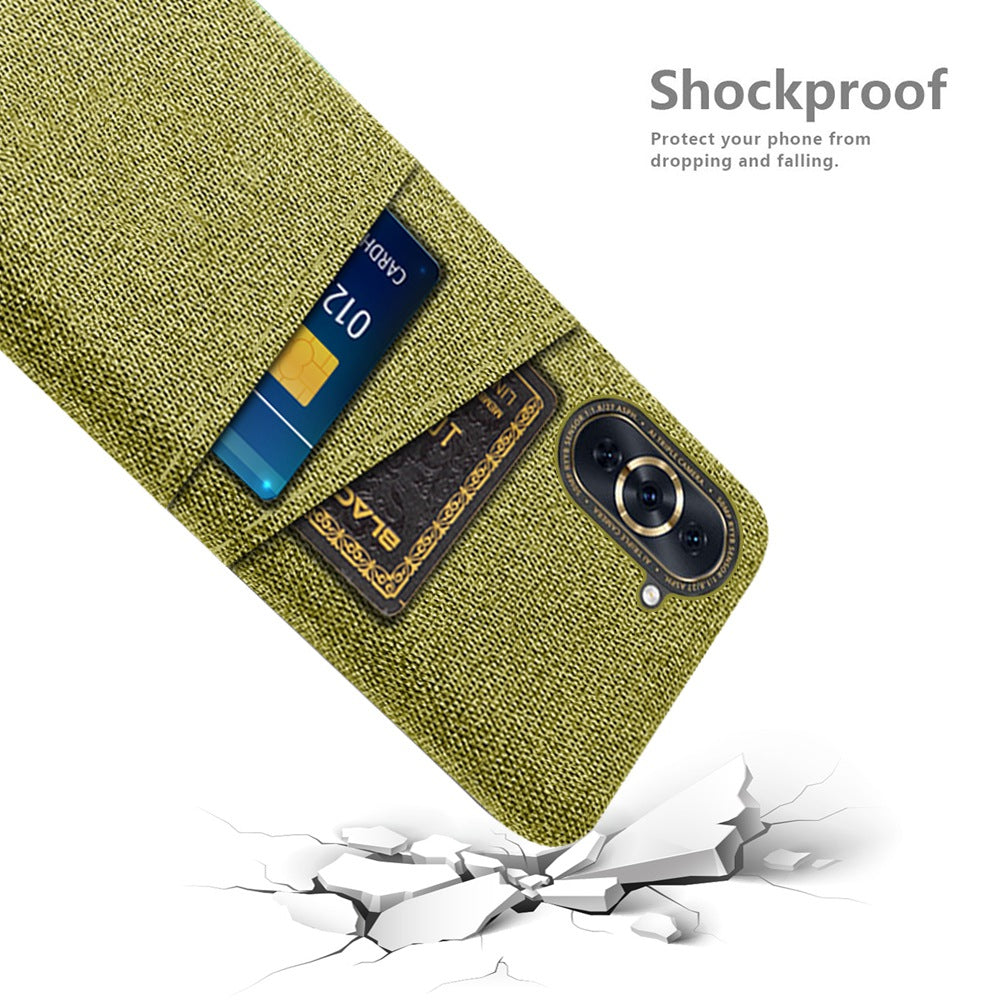 For Huawei nova 10 Pro 4G Cellphone Protector Soft Touch Cloth Texture PC Back Cover with Dual Card Holder
