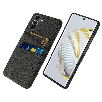 For Huawei nova 10 Pro 4G Cellphone Protector Soft Touch Cloth Texture PC Back Cover with Dual Card Holder