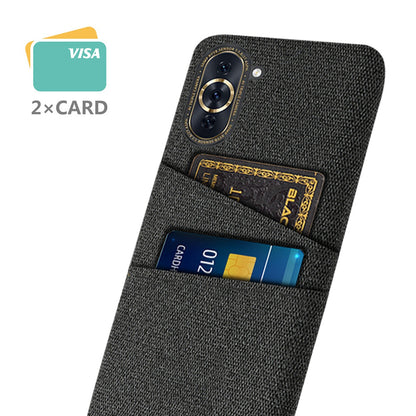 For Huawei nova 10 Pro 4G Cellphone Protector Soft Touch Cloth Texture PC Back Cover with Dual Card Holder