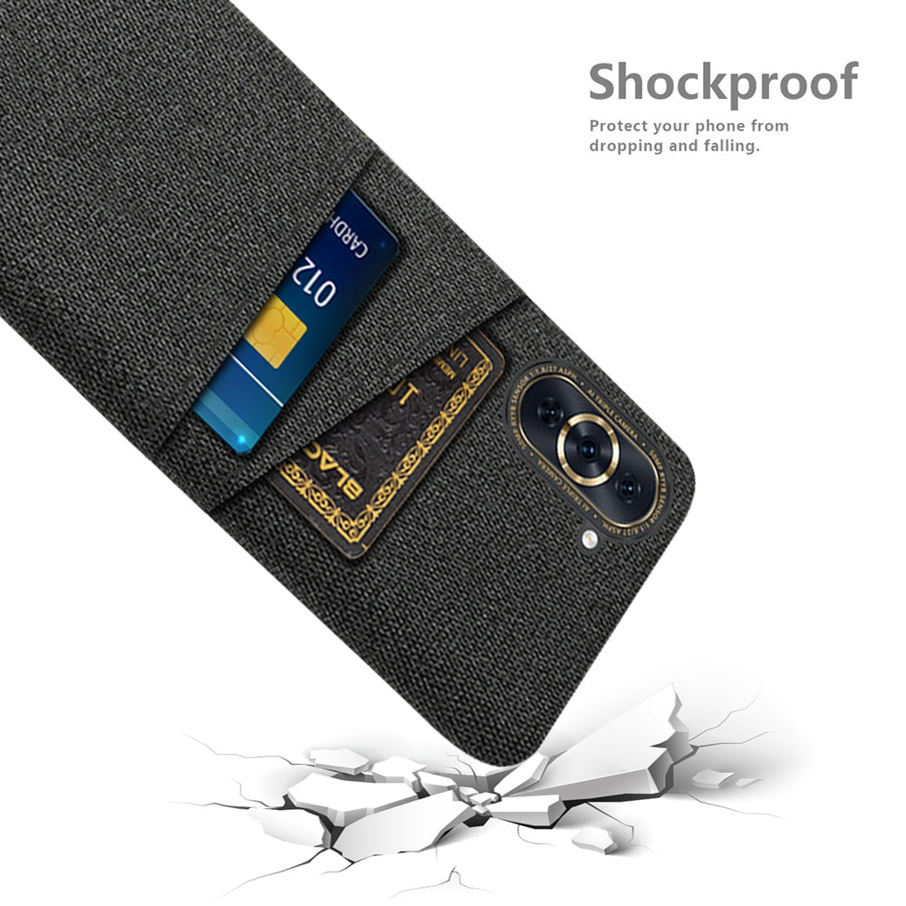 For Huawei nova 10 Pro 4G Cellphone Protector Soft Touch Cloth Texture PC Back Cover with Dual Card Holder