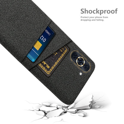 For Huawei nova 10 Pro 4G Cellphone Protector Soft Touch Cloth Texture PC Back Cover with Dual Card Holder