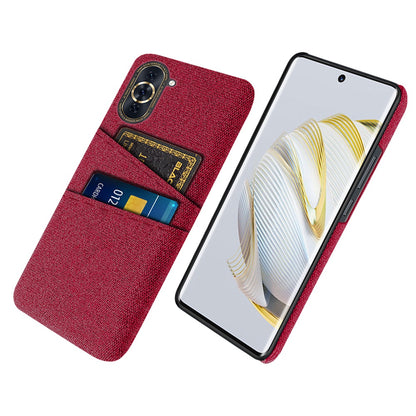 For Huawei nova 10 Pro 4G Cellphone Protector Soft Touch Cloth Texture PC Back Cover with Dual Card Holder