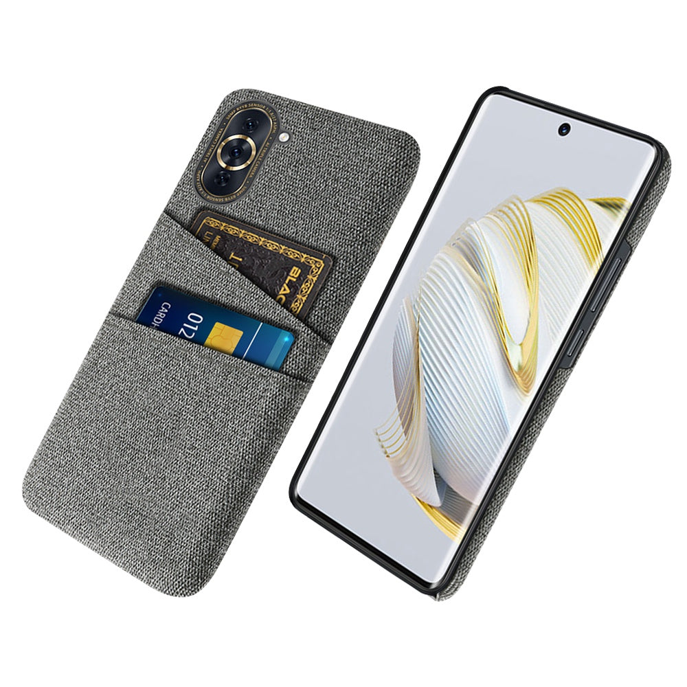 For Huawei nova 10 Pro 4G Cellphone Protector Soft Touch Cloth Texture PC Back Cover with Dual Card Holder