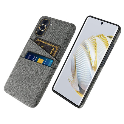 For Huawei nova 10 Pro 4G Cellphone Protector Soft Touch Cloth Texture PC Back Cover with Dual Card Holder