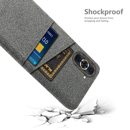 For Huawei nova 10 Pro 4G Cellphone Protector Soft Touch Cloth Texture PC Back Cover with Dual Card Holder