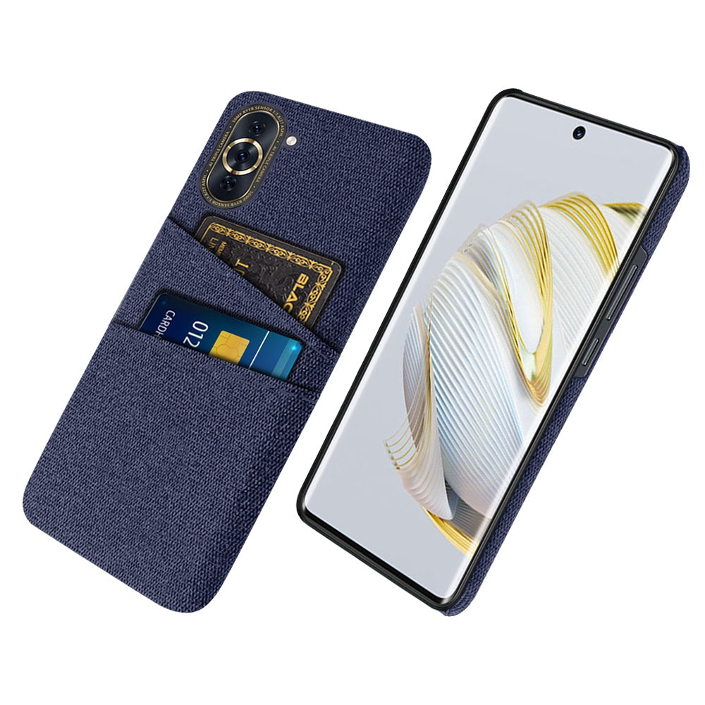 For Huawei nova 10 Pro 4G Cellphone Protector Soft Touch Cloth Texture PC Back Cover with Dual Card Holder