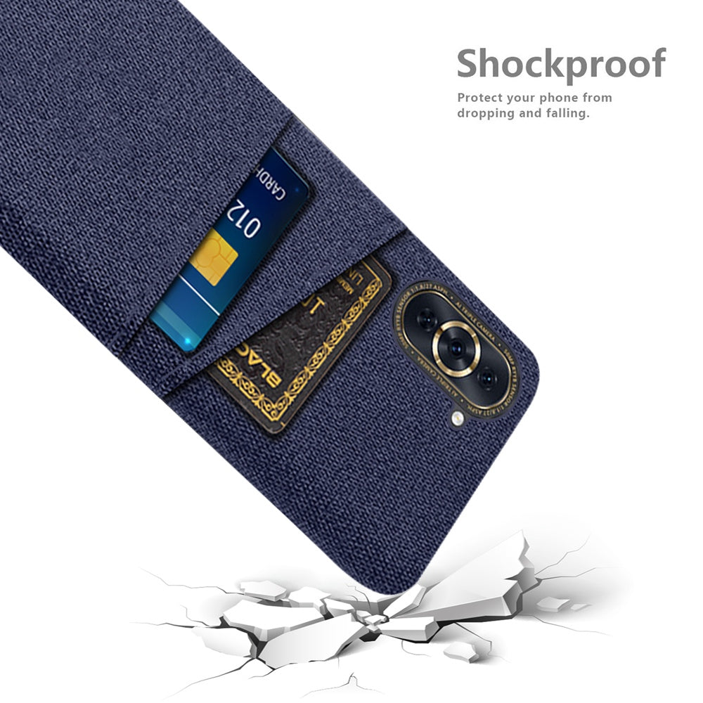 For Huawei nova 10 Pro 4G Cellphone Protector Soft Touch Cloth Texture PC Back Cover with Dual Card Holder
