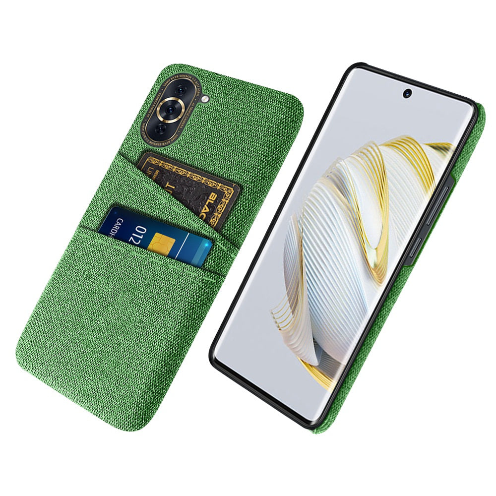 For Huawei nova 10 Pro 4G Cellphone Protector Soft Touch Cloth Texture PC Back Cover with Dual Card Holder
