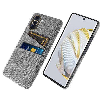 For Huawei nova 10 Pro 4G Cellphone Protector Soft Touch Cloth Texture PC Back Cover with Dual Card Holder