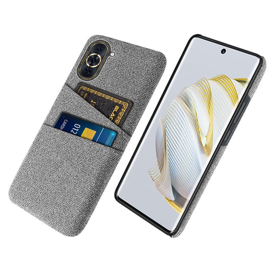 For Huawei nova 10 Pro 4G Cellphone Protector Soft Touch Cloth Texture PC Back Cover with Dual Card Holder