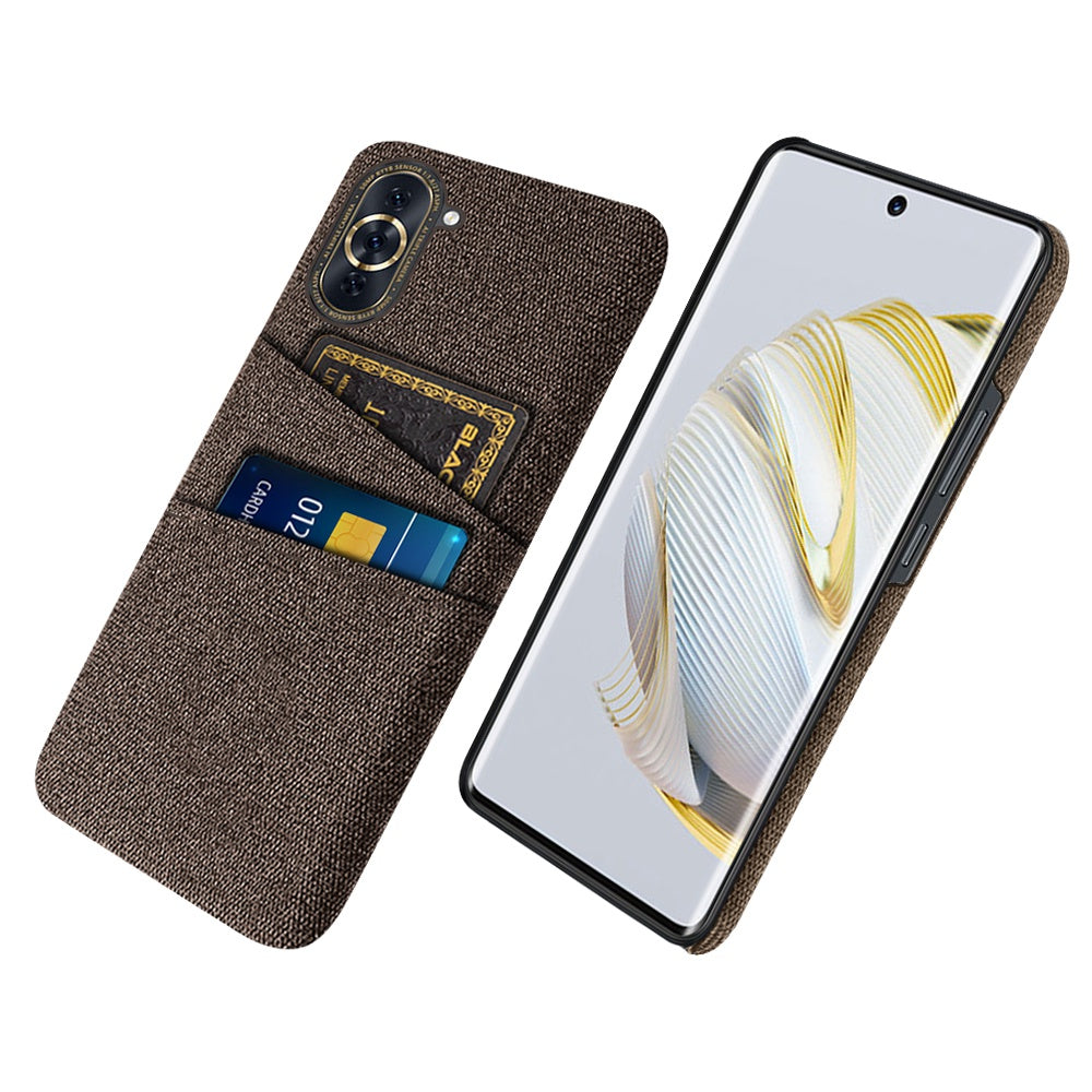 For Huawei nova 10 Pro 4G Cellphone Protector Soft Touch Cloth Texture PC Back Cover with Dual Card Holder