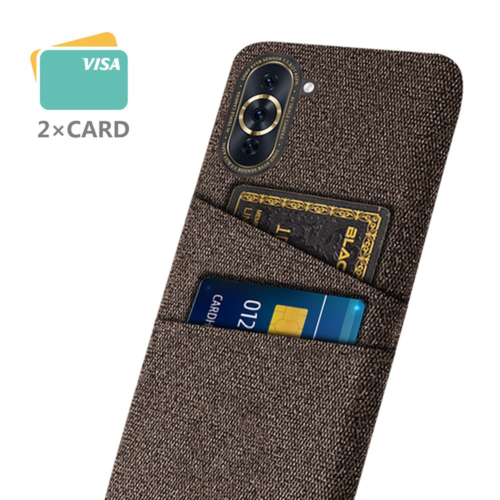 For Huawei nova 10 Pro 4G Cellphone Protector Soft Touch Cloth Texture PC Back Cover with Dual Card Holder