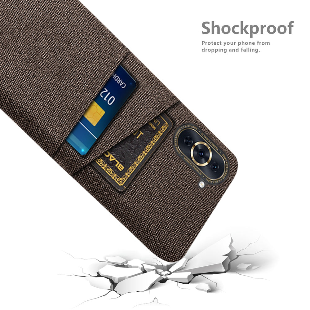 For Huawei nova 10 Pro 4G Cellphone Protector Soft Touch Cloth Texture PC Back Cover with Dual Card Holder