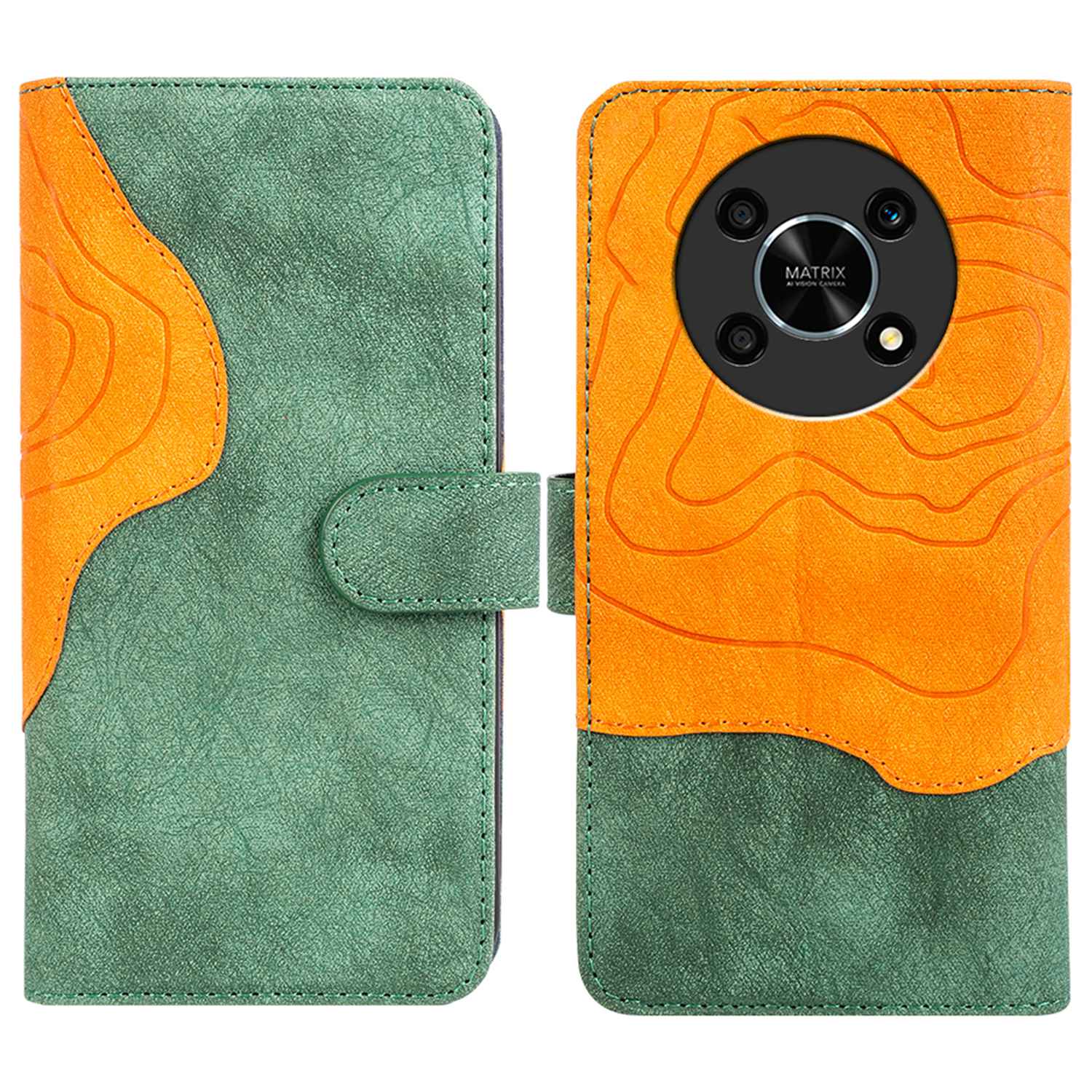 For Honor X30 5G / Magic 4 Lite 5G Color Splicing Wood Texture Folio Flip Wallet Cover Leather Magnetic Phone Case with Stand