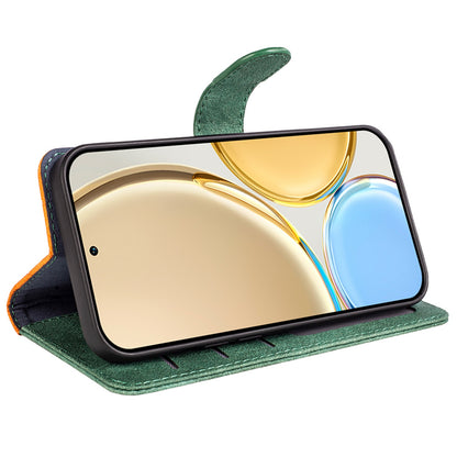 For Honor X30 5G / Magic 4 Lite 5G Color Splicing Wood Texture Folio Flip Wallet Cover Leather Magnetic Phone Case with Stand