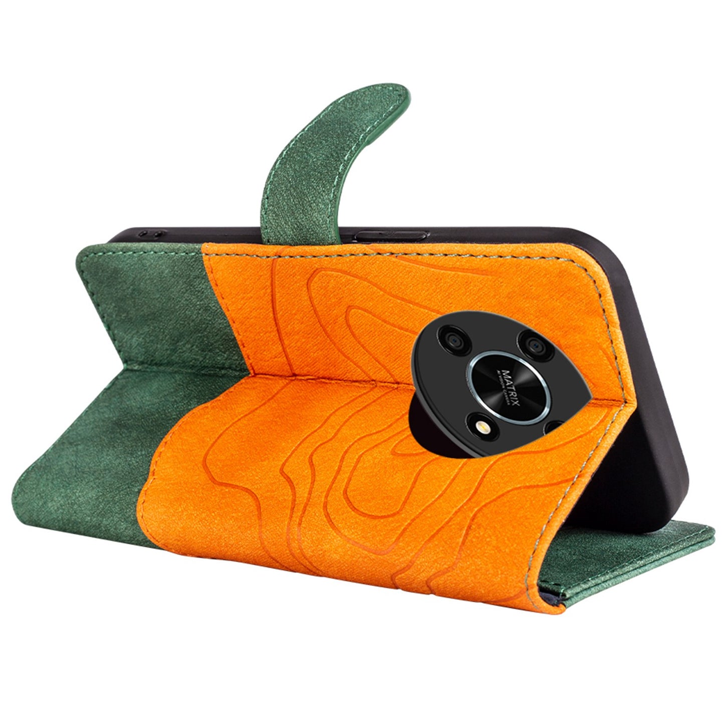 For Honor X30 5G / Magic 4 Lite 5G Color Splicing Wood Texture Folio Flip Wallet Cover Leather Magnetic Phone Case with Stand