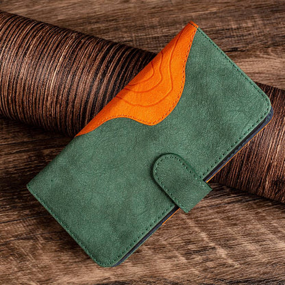 For Honor X30 5G / Magic 4 Lite 5G Color Splicing Wood Texture Folio Flip Wallet Cover Leather Magnetic Phone Case with Stand