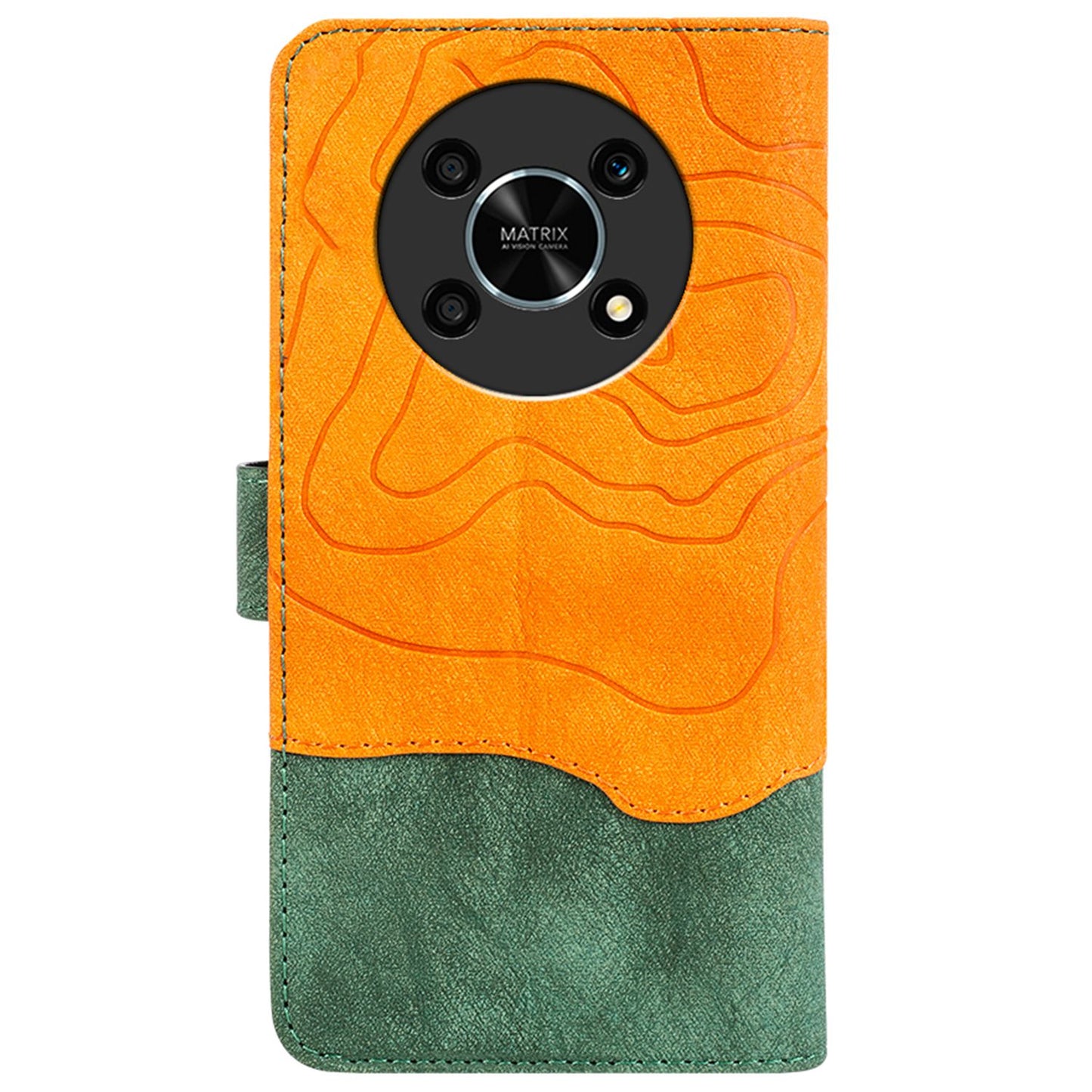 For Honor X30 5G / Magic 4 Lite 5G Color Splicing Wood Texture Folio Flip Wallet Cover Leather Magnetic Phone Case with Stand