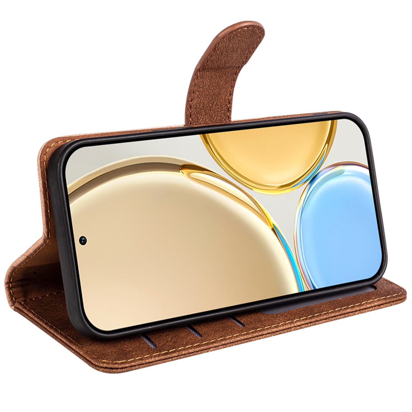 For Honor X30 5G / Magic 4 Lite 5G Color Splicing Wood Texture Folio Flip Wallet Cover Leather Magnetic Phone Case with Stand