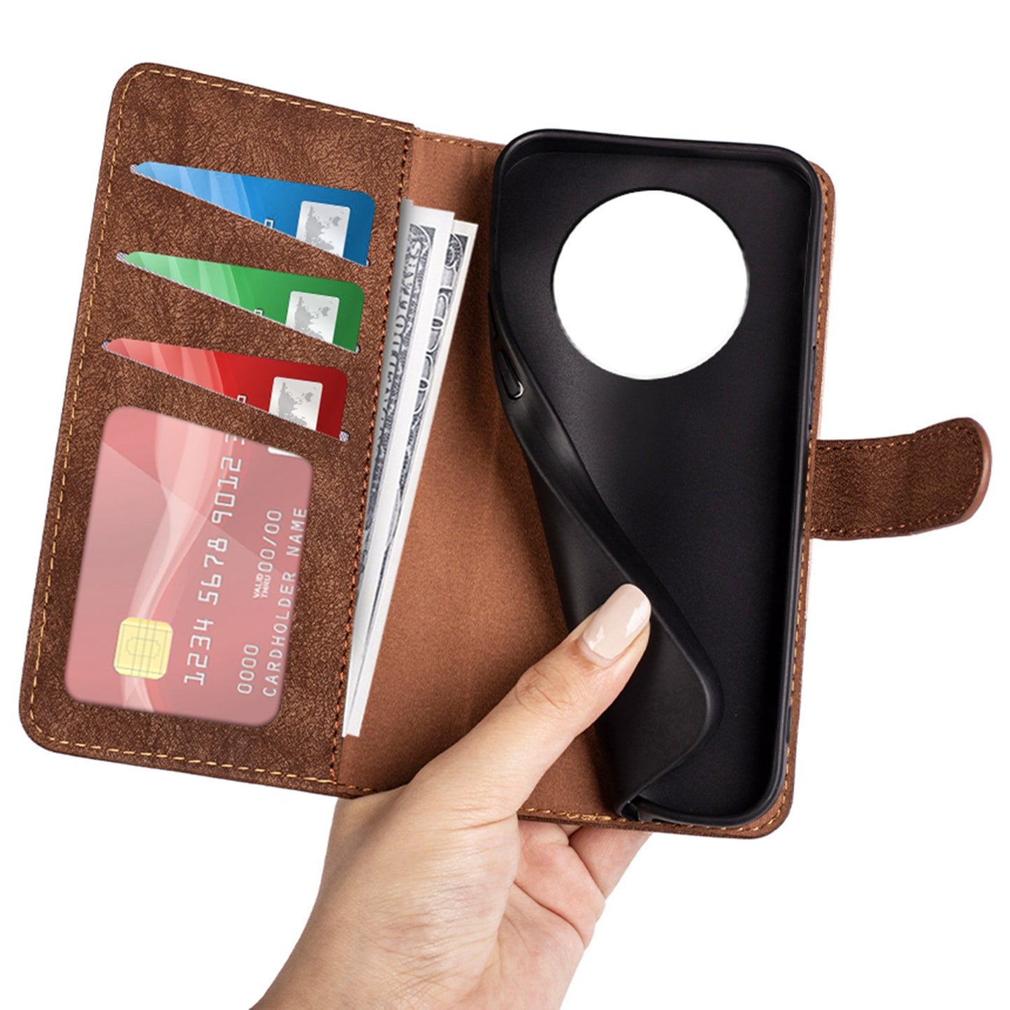 For Honor X30 5G / Magic 4 Lite 5G Color Splicing Wood Texture Folio Flip Wallet Cover Leather Magnetic Phone Case with Stand